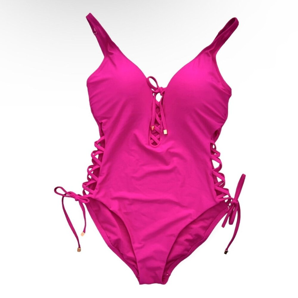 Women's Orchid Pink Solids Swimwear One-Piece Swimsuit Orchid Pink - Picture 4 of 8
